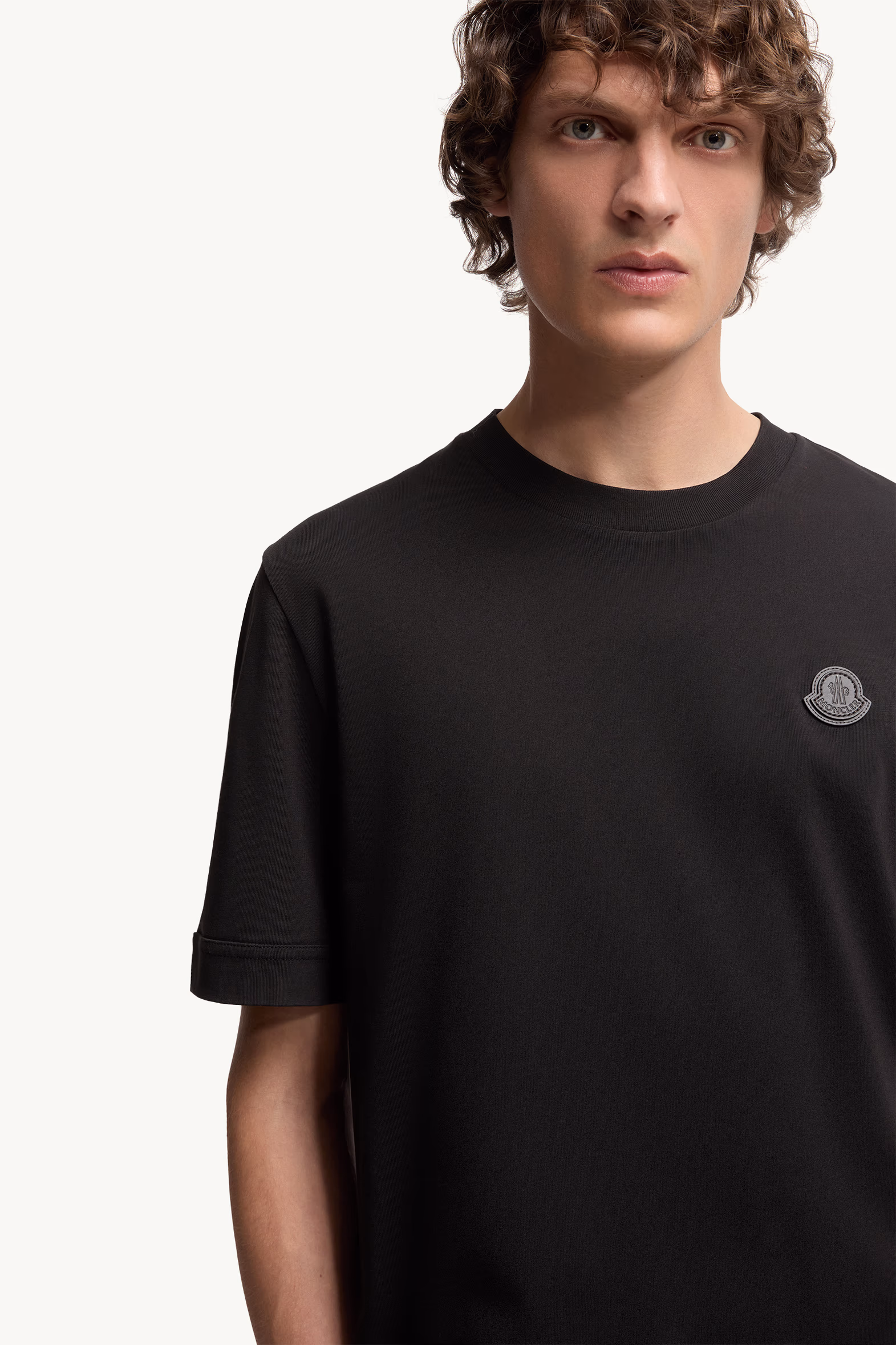 T-shirt en coton à empiècement logo Hommes Noir Moncler 6
